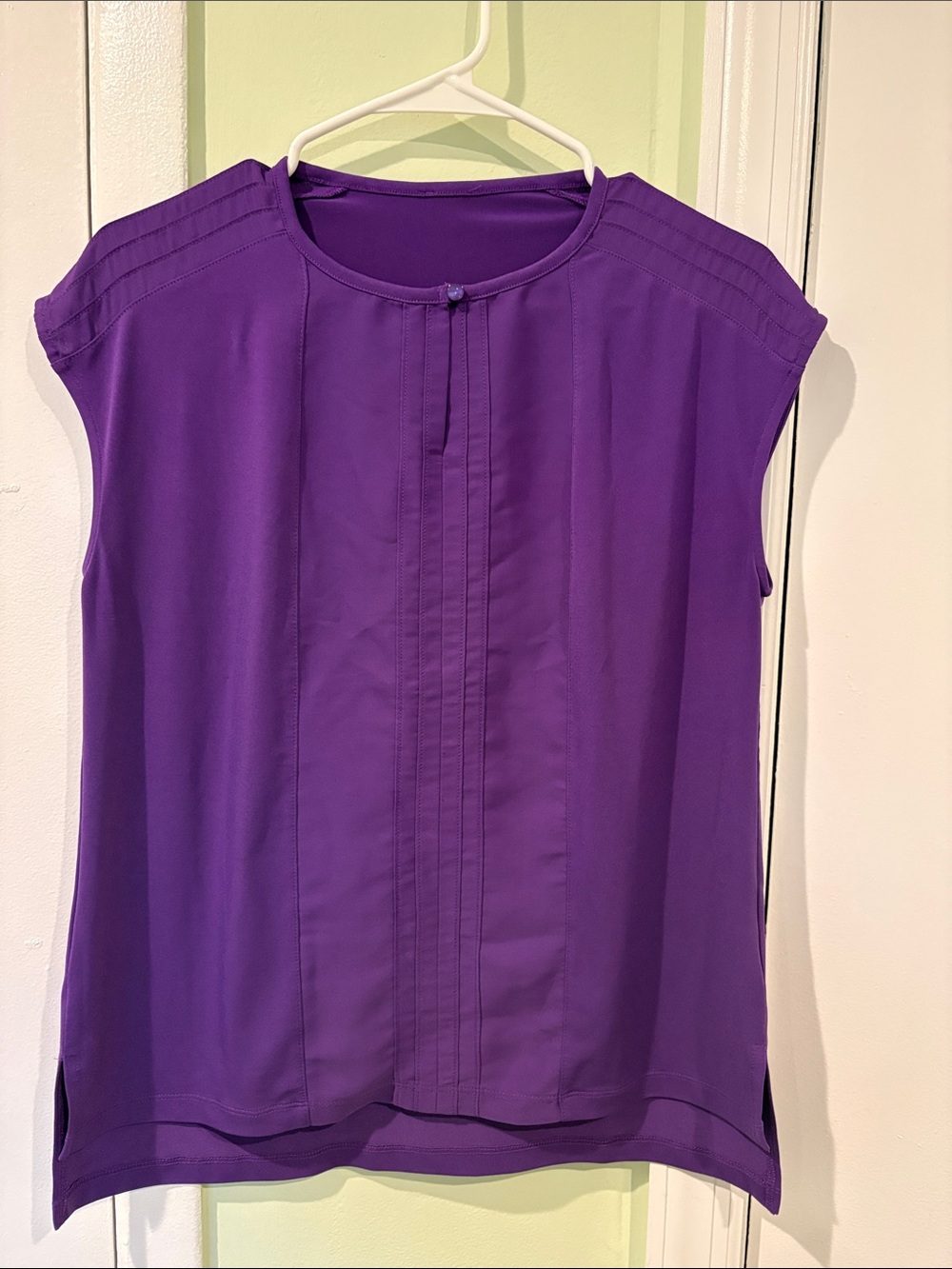 Purple Women's Pleated Front Cap Sleeve Top